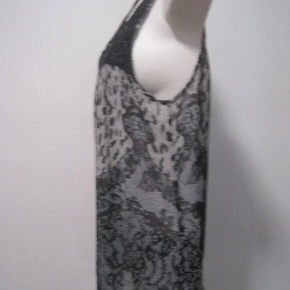 Vanity Womens Medium Sleeveless Top Sheer Polyester Dark Leopard & Lace Crochet - Picture 3 of 6